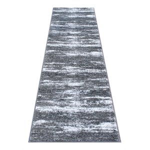 Flash Furniture Marian 24&quot x 87.6&quot Distressed Olefin Fabric Area Rug in Gray