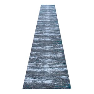 Flash Furniture Marian 31.2x186&quot Distressed Olefin Fabric Area Rug in Turquoise