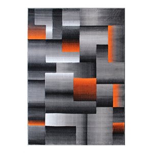 Flash Furniture Elio 72&quot x 108&quot Geometric Olefin Fabric Area Rug in Orange