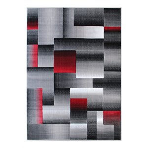 Flash Furniture Elio 72&quot x 108&quot Geometric Olefin Fabric Area Rug in Red
