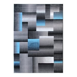 Flash Furniture Elio 96&quot x 120&quot Geometric Olefin Fabric Area Rug in Blue