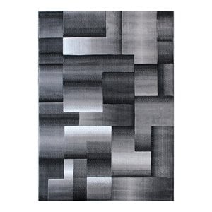 Flash Furniture Elio 96&quot x 120&quot Geometric Olefin Fabric Area Rug in Gray