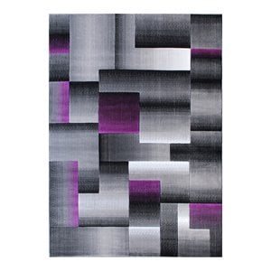 Flash Furniture Elio 96&quot x 120&quot Geometric Olefin Fabric Area Rug in Purple