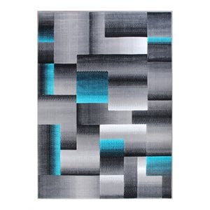 Flash Furniture Elio 96&quot x 120&quot Geometric Olefin Fabric Area Rug in Turquoise