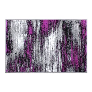 Flash Furniture Rylan 24&quot x 36&quot Scraped Pattern Olefin Fabric Area Rug in Purple