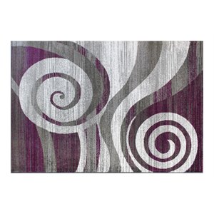 Flash Furniture Cirrus 63.6&quot x 87.6&quot Olefin Fabric Area Rug in Purple