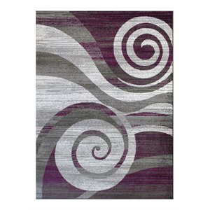 Flash Furniture Cirrus 72&quot x 108&quot Swirl Olefin Fabric Area Rug in Purple/White