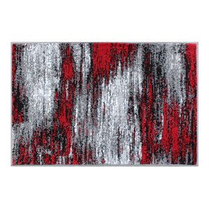 Flash Furniture Rylan 24&quot x 36&quot Scraped Pattern Olefin Fabric Area Rug in Red