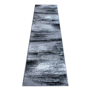 Flash Furniture Rylan 24&quot x 84&quot Scraped Pattern Olefin Fabric Area Rug in Gray