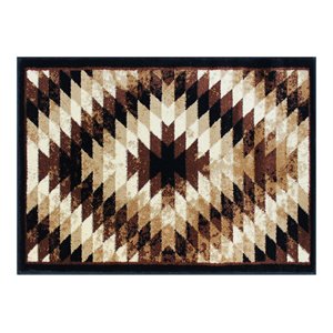 Flash Furniture Teagan 24x36&quot Diamond Patterned Olefin Fabric Area Rug in Brown