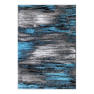 Flash Furniture Rylan 60&quot x 84&quot Scraped Pattern Olefin Fabric Area Rug in Blue