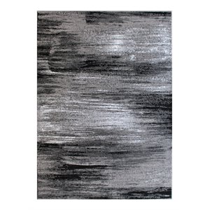 Flash Furniture Rylan 72&quot x 108&quot Scraped Pattern Olefin Fabric Area Rug in Gray