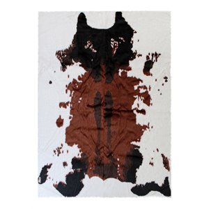 Flash Furniture Barstow 36&quot x 60&quot Faux Cowhide Print Fabric Area Rug in Brown