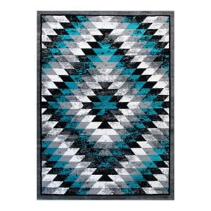 Flash Furniture Teagan 96&quot x 120&quot Diamond Olefin Fabric Area Rug in Turquoise