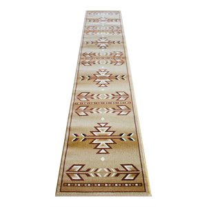 Flash Furniture Lodi 28.8&quot x 132&quot Southwestern Olefin Fabric Area Rug in Beige