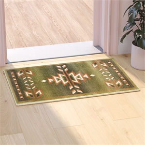 Flash Furniture Lodi 24&quot x 87.6&quot Multipurpose Olefin Fabric Area Rug in Green