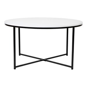 Flash Furniture Hampstead Metal and Laminate Coffee Table in White/Black