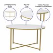 Flash Furniture Hampstead Metal & Laminate Coffee Table in White Marble/Gold