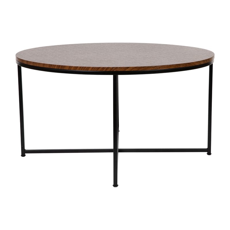 Flash Furniture Hampstead Metal and Laminate Coffee Table in Walnut/Black