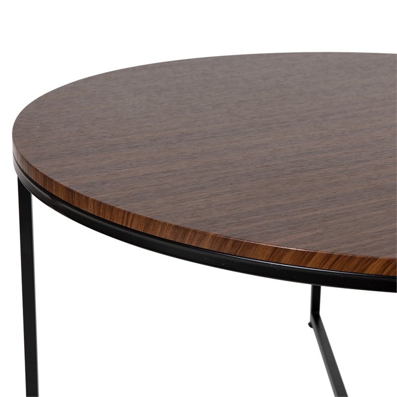 Flash Furniture Hampstead Metal and Laminate Coffee Table in Walnut/Black