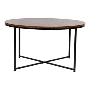 Flash Furniture Hampstead Metal and Laminate Coffee Table in Walnut/Black