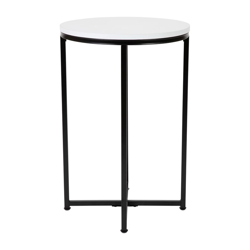 Flash Furniture Hampstead Metal and Laminate End Table in White/Matte Black