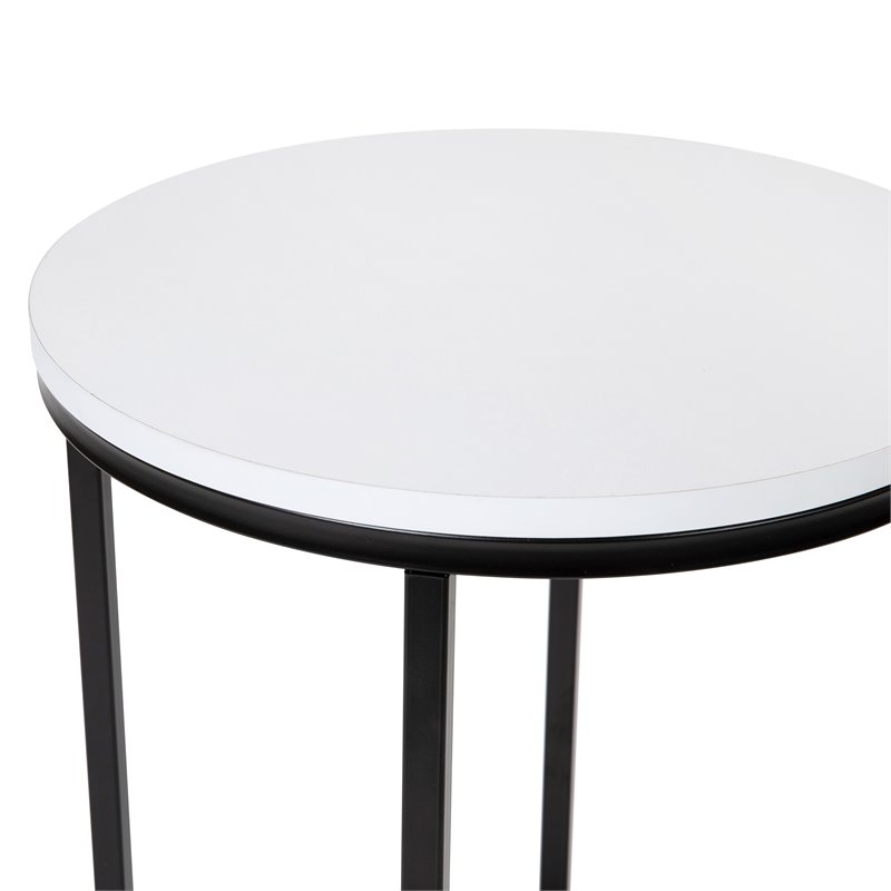 Flash Furniture Hampstead Metal and Laminate End Table in White/Matte Black