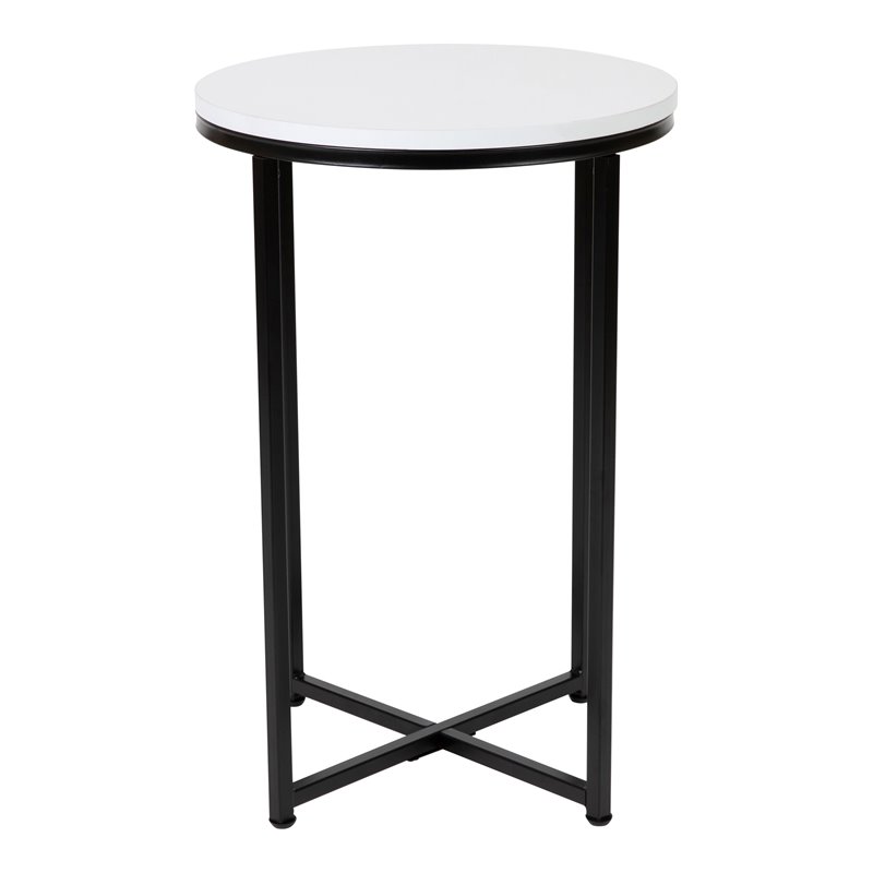 Flash Furniture Hampstead Metal and Laminate End Table in White/Matte Black