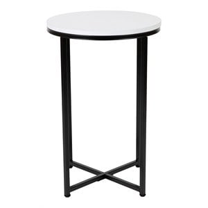 Flash Furniture Hampstead Metal and Laminate End Table in White/Matte Black