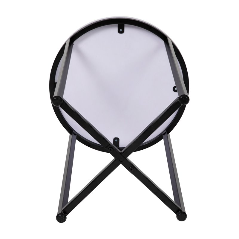 Flash Furniture Hampstead Metal End Table with Crisscross Frame in White/Black