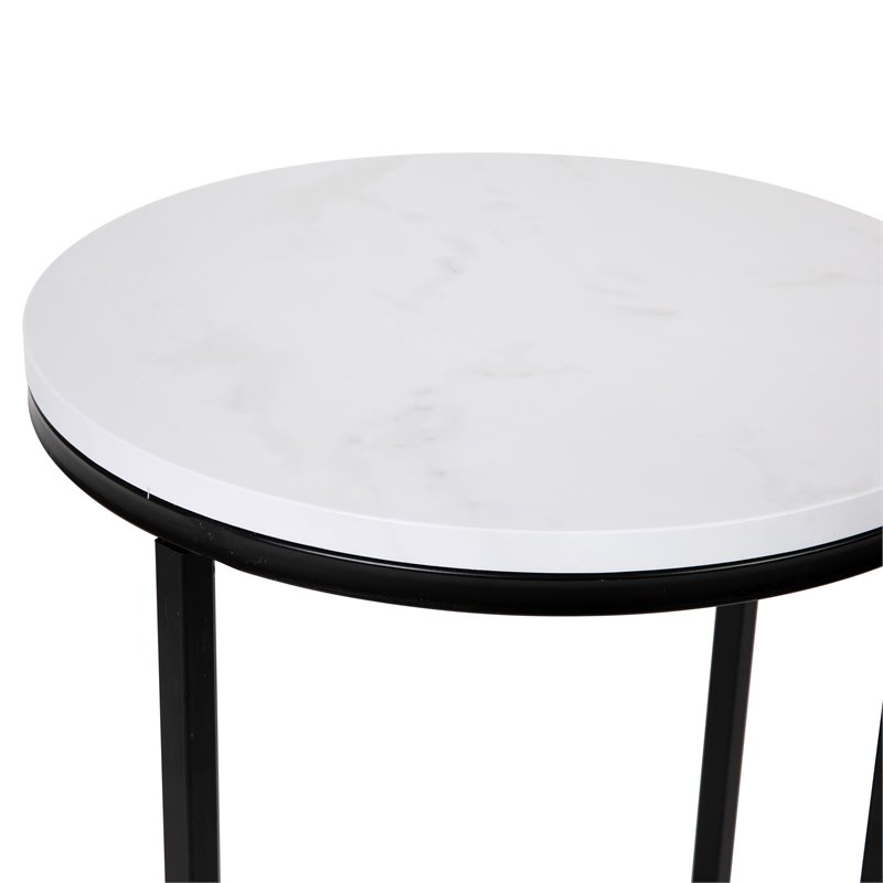 Flash Furniture Hampstead Metal End Table with Crisscross Frame in White/Black