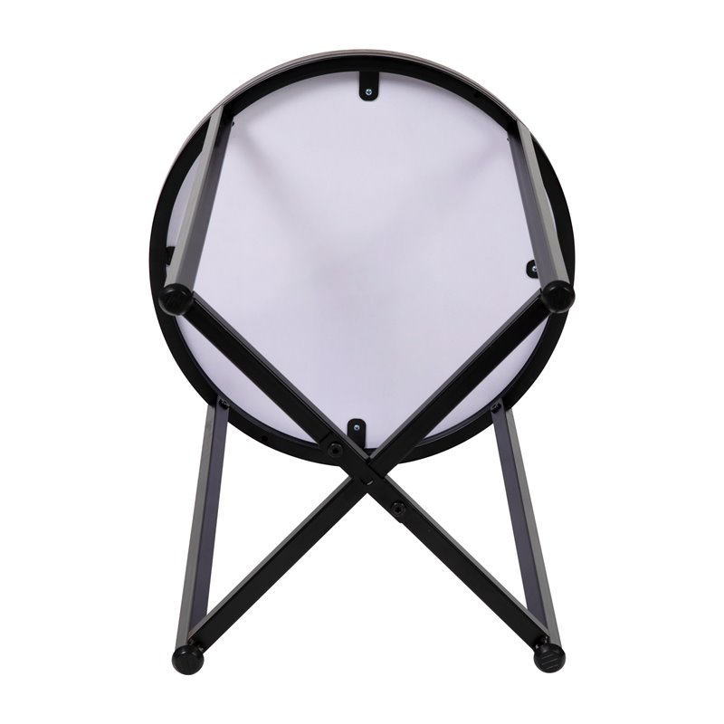 Flash Furniture Hampstead Metal End Table with Crisscross Frame in Walnut/Black