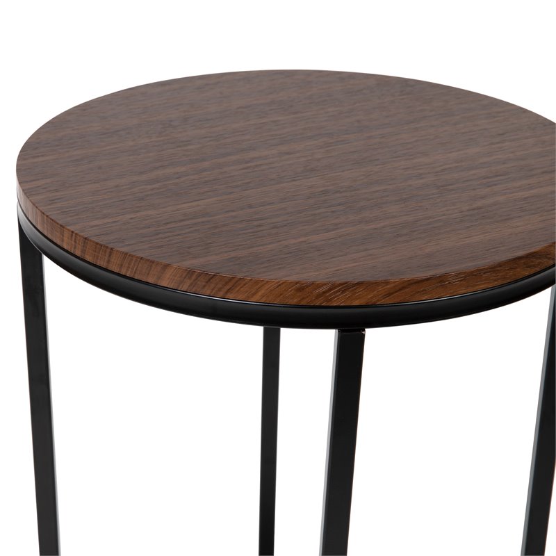 Flash Furniture Hampstead Metal End Table with Crisscross Frame in Walnut/Black