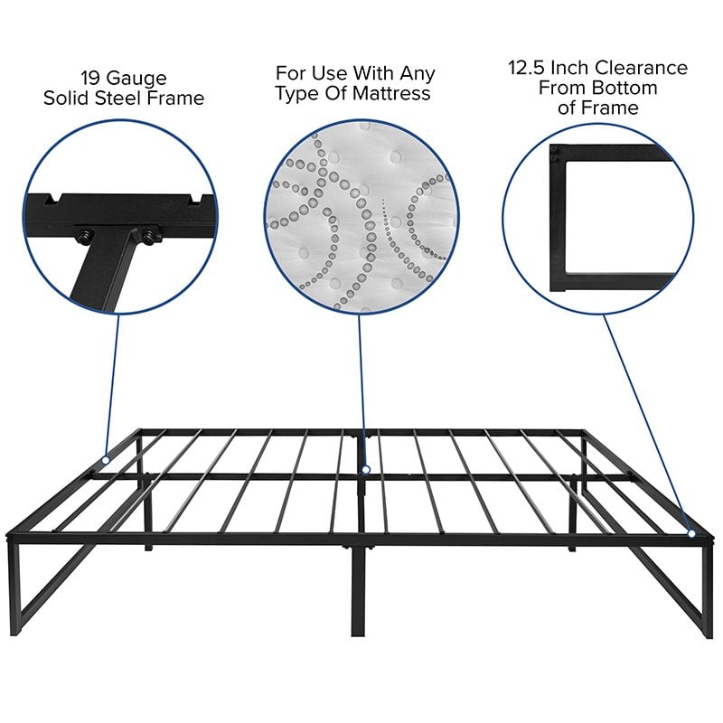 Flash Furniture Metal Queen Bed Frame and 12