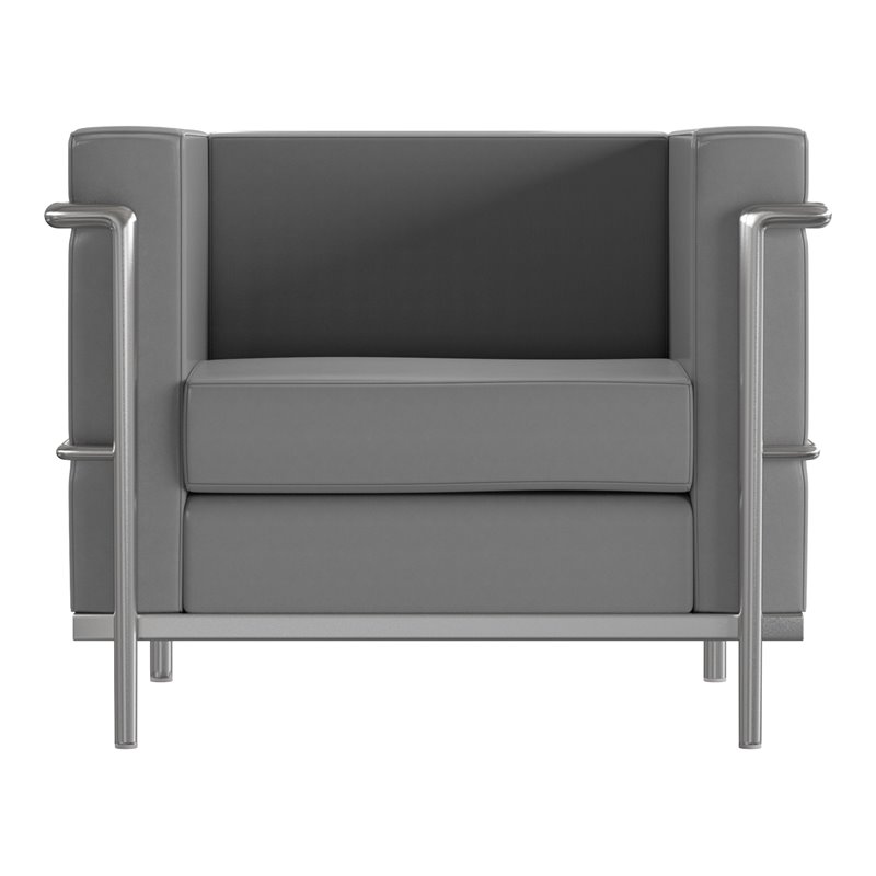 Flash Furniture Hercules Regal LeatherSoft Chair with Encasing Frame in Gray