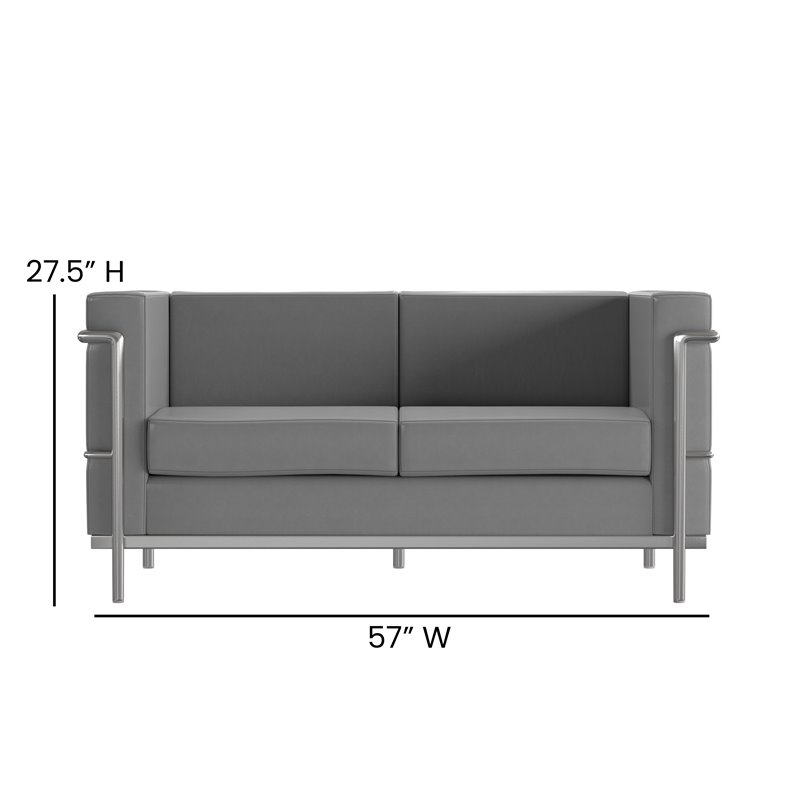 Flash Furniture Hercules Regal LeatherSoft Loveseat with Encasing Frame in Gray