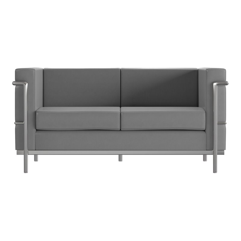 Flash Furniture Hercules Regal LeatherSoft Loveseat with Encasing Frame in Gray
