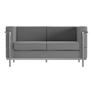 flash furniture hercules regal leathersoft loveseat with encasing frame in gray