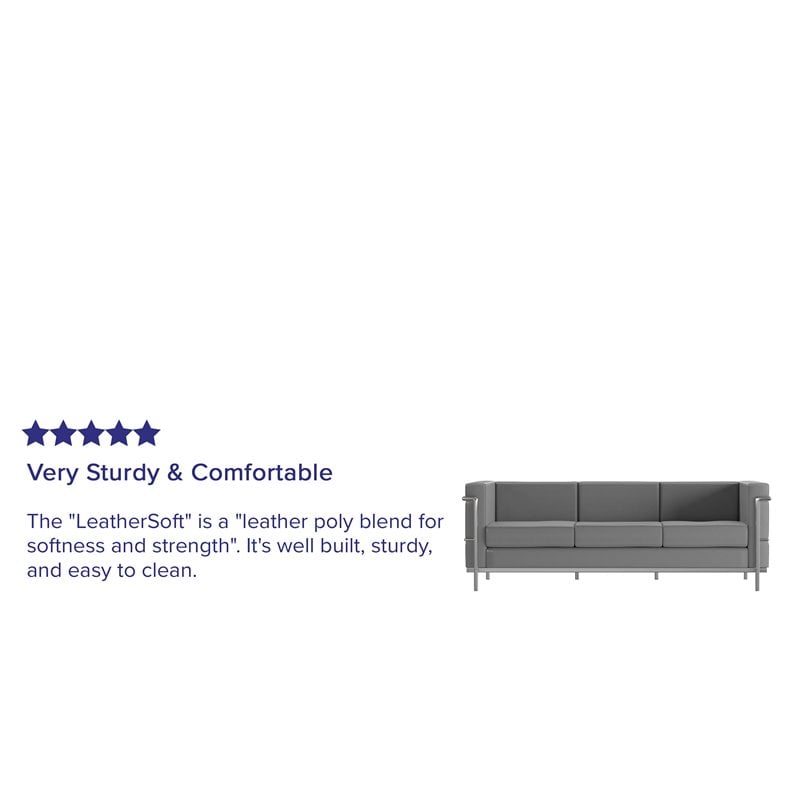 Flash Furniture Hercules Regal LeatherSoft Sofa with Encasing Frame in Gray