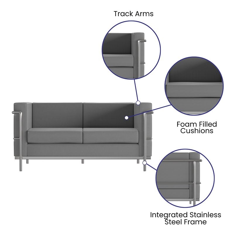 Flash Furniture Hercules Regal LeatherSoft Reception Set in Gray