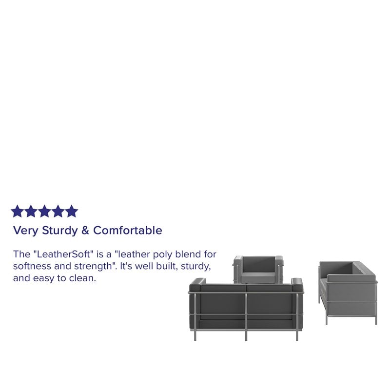 Flash Furniture Hercules Regal LeatherSoft Reception Set in Gray