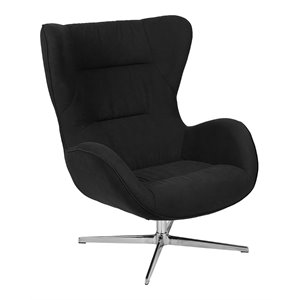 flash furniture swivel wing fabric and aluminum accent chair in black