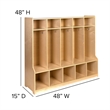 Flash Furniture 5 Section Wood School Coat Locker with Bench in Natural