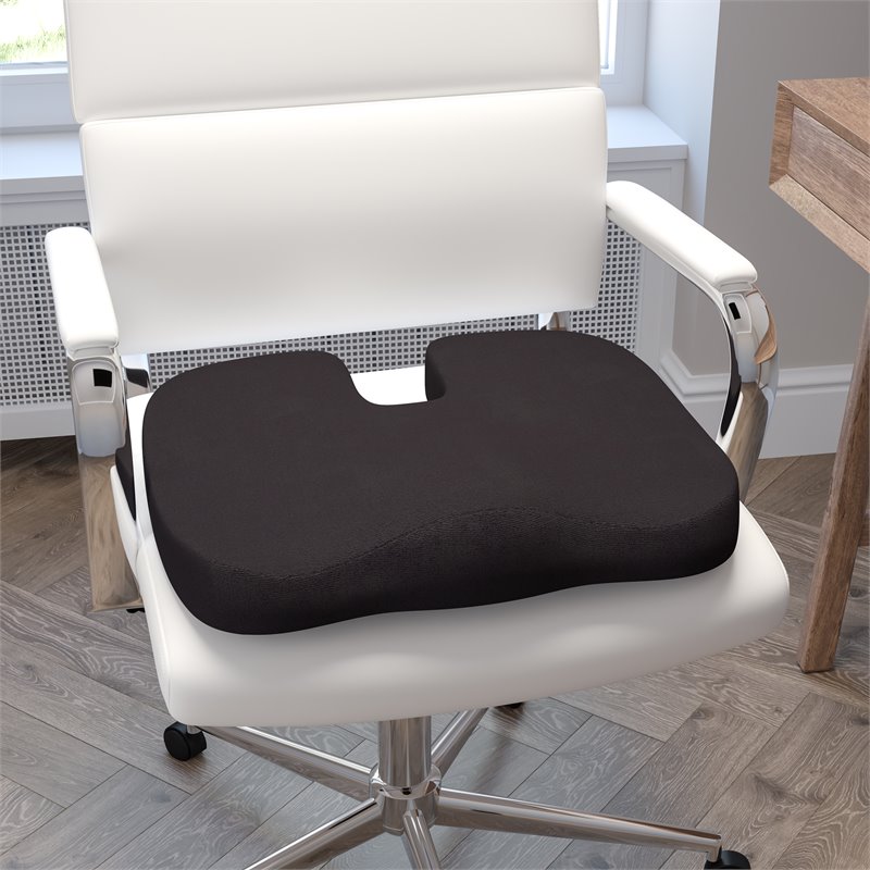 Flash Furniture Memory Foam Cotton and Fabric Office Chair Cushion in Black