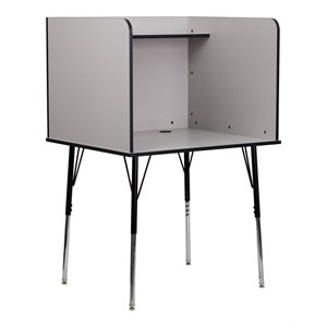 flash furniture metal stand-alone study carrel w/ height adjustable legs in gray