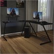 Flash Furniture L-Shaped Steel Metal Computer Gaming Desk in Black