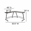 Flash Furniture L-Shaped Steel Metal Computer Gaming Desk in Black