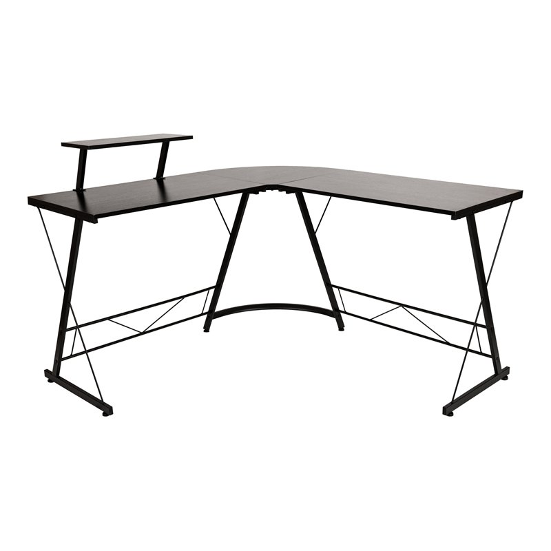 Flash Furniture L-Shaped Steel Metal Computer Gaming Desk in Black