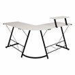 Flash Furniture L-Shaped Steel Metal Computer Gaming Desk in White/Black