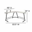 Flash Furniture L-Shaped Steel Metal Computer Gaming Desk in White/Black